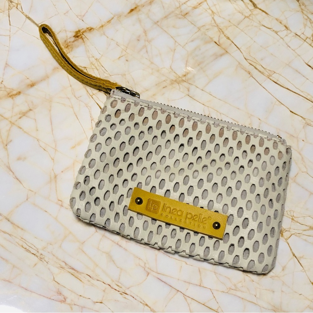 Linea Pelle Cream Wristlet Clutch